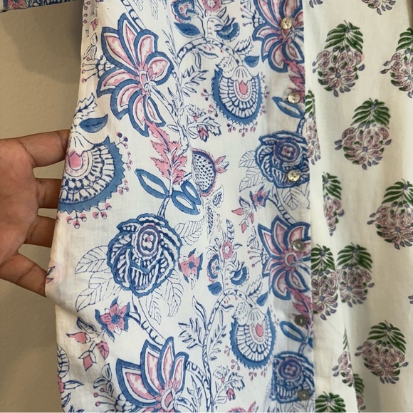 Alix of Bohemia Flirty Flirty Floral Midi Dress Button Front Short Puff Sleeve L - Picture 6 of 8